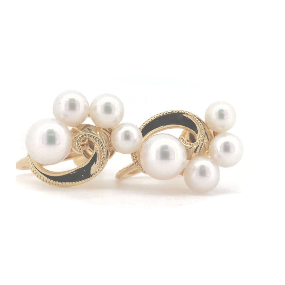 Mikimoto Pearl Earrings 4.1mm 6.0mm K18YG Yellow Gold