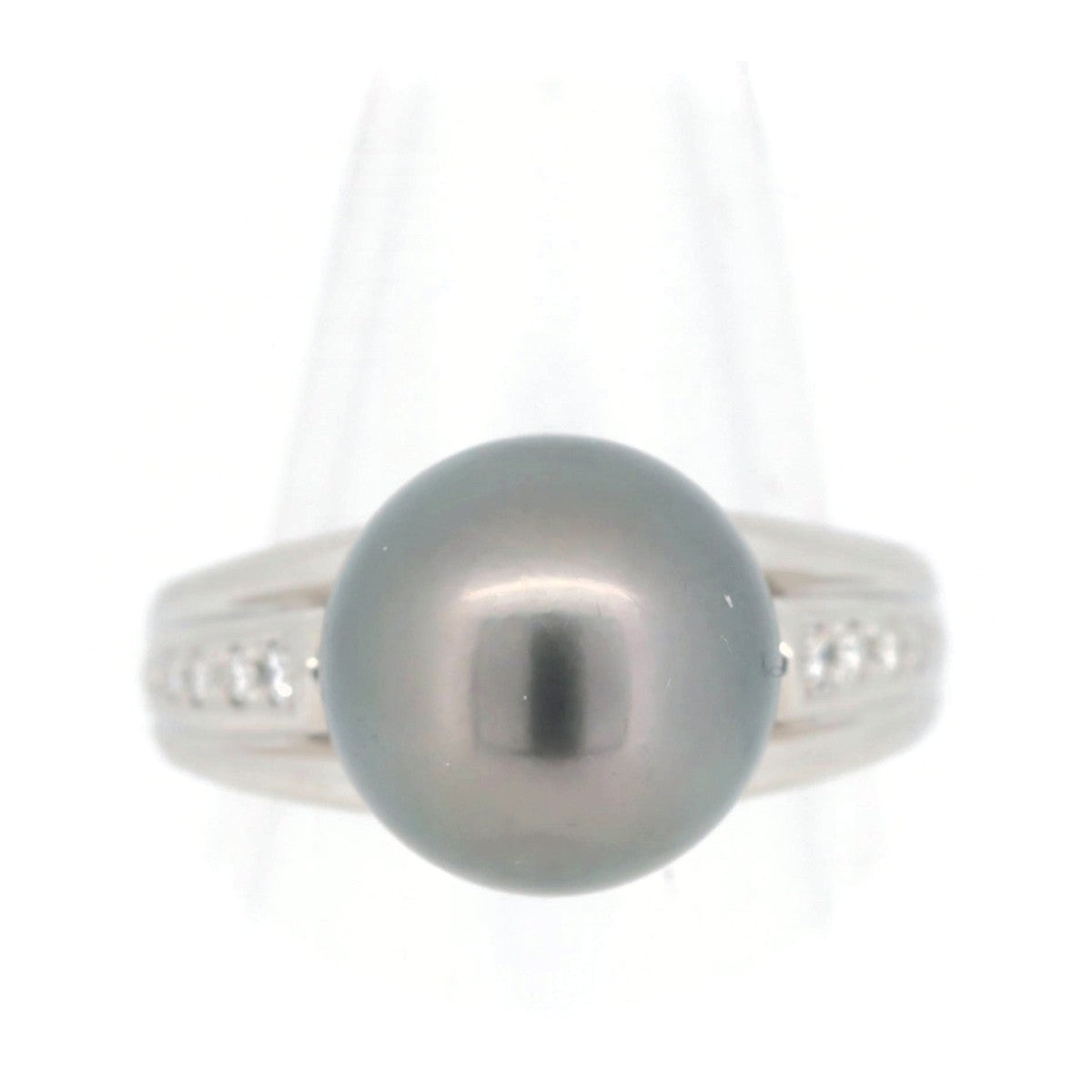 Tasaki PT900 Platinum Pearl Diamond Ring Size 12 in Great Condition