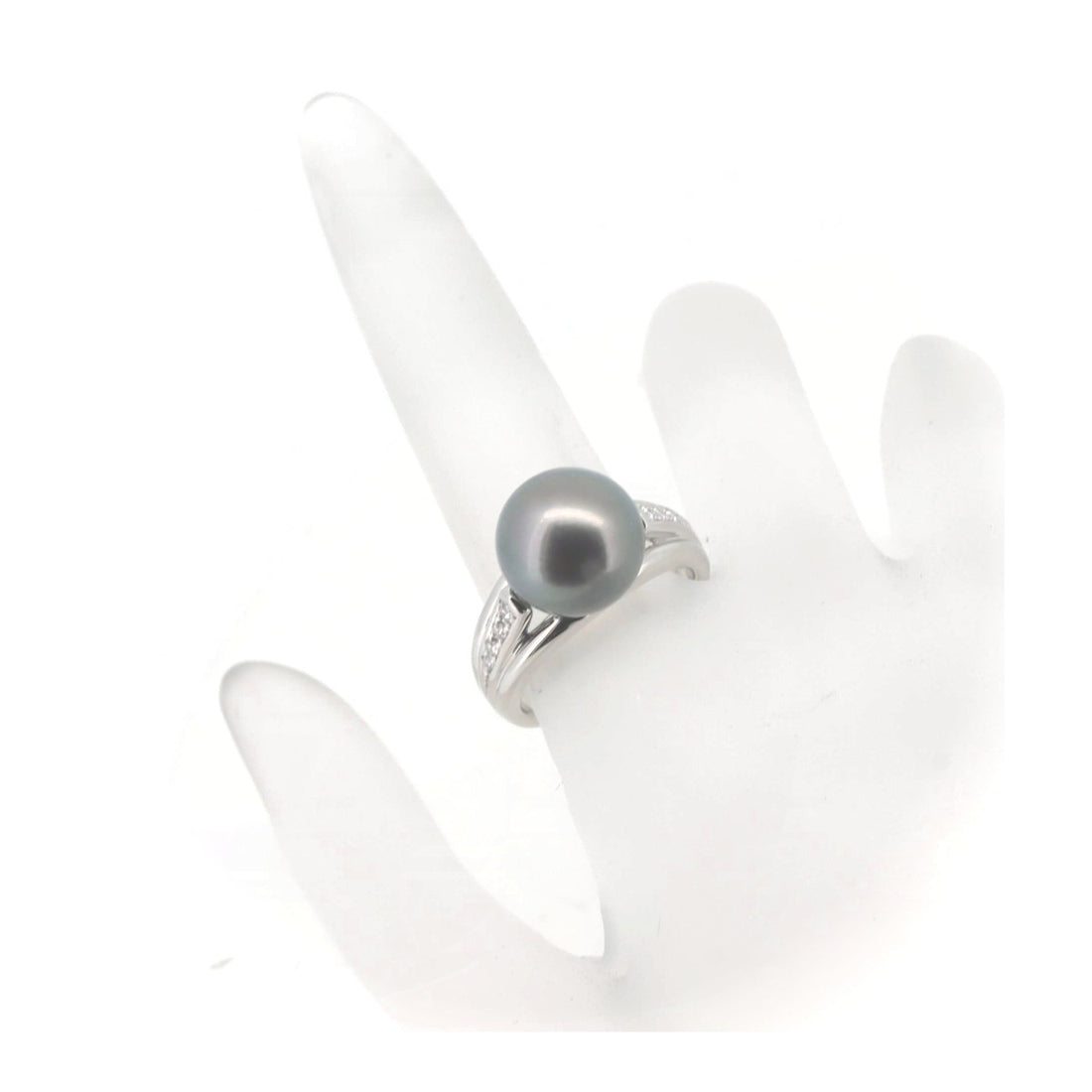 Tasaki PT900 Platinum Pearl Diamond Ring Size 12 in Great Condition