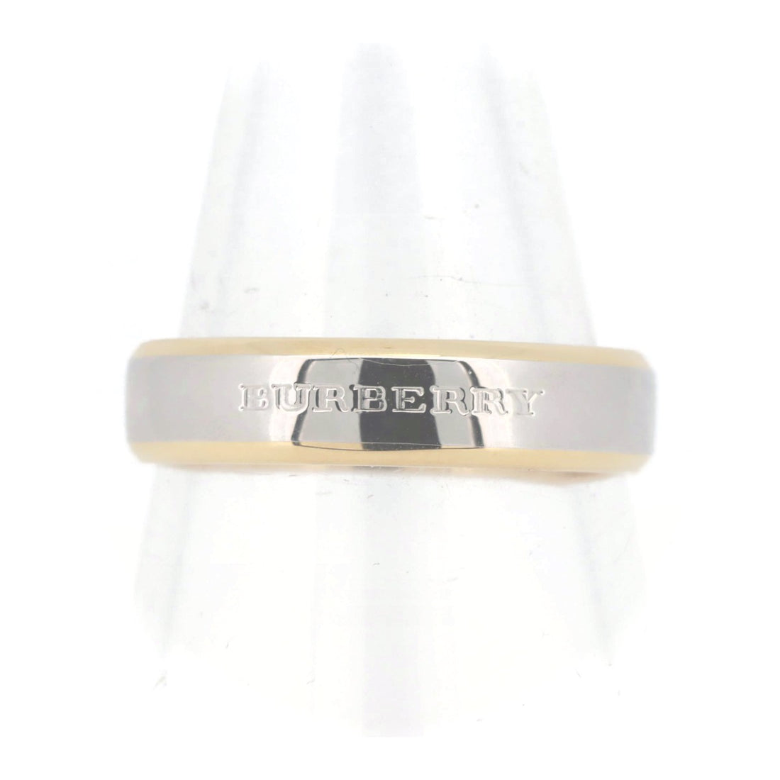 Burberry Logo Motif Ring K18/PT1000 Size 17 in Great Condition