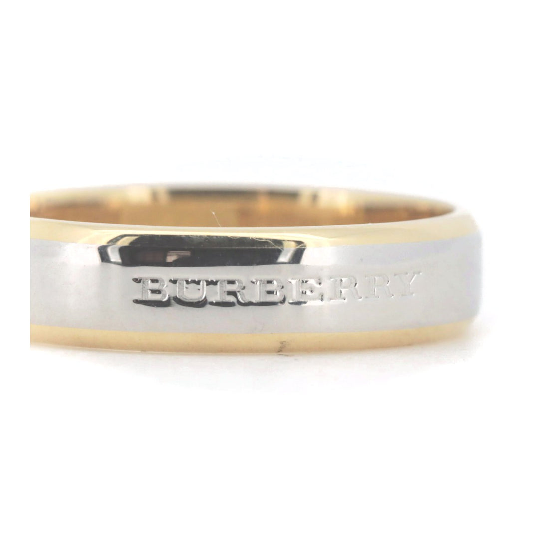 Burberry Logo Motif Ring K18/PT1000 Size 17 in Great Condition