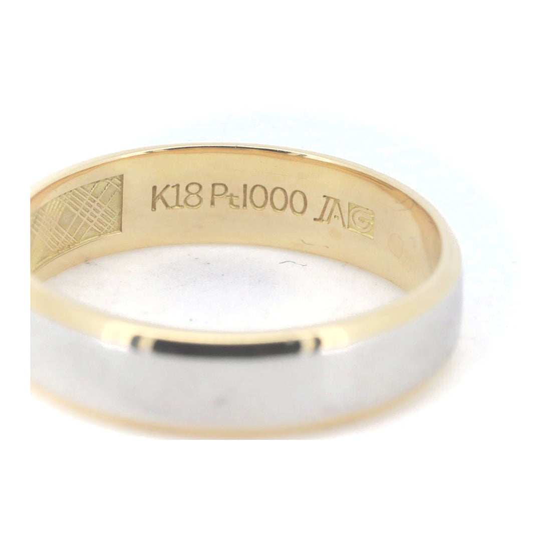 Burberry Logo Motif Ring K18/PT1000 Size 17 in Great Condition