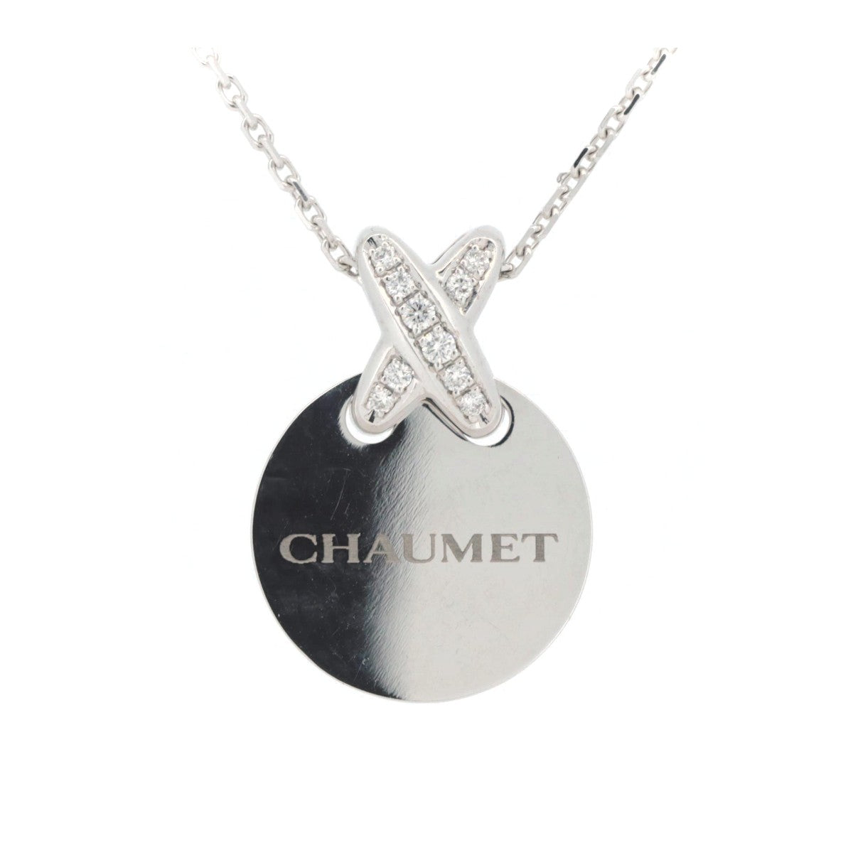 Chaumet K18WG Diamond Medal Necklace 18K White Gold