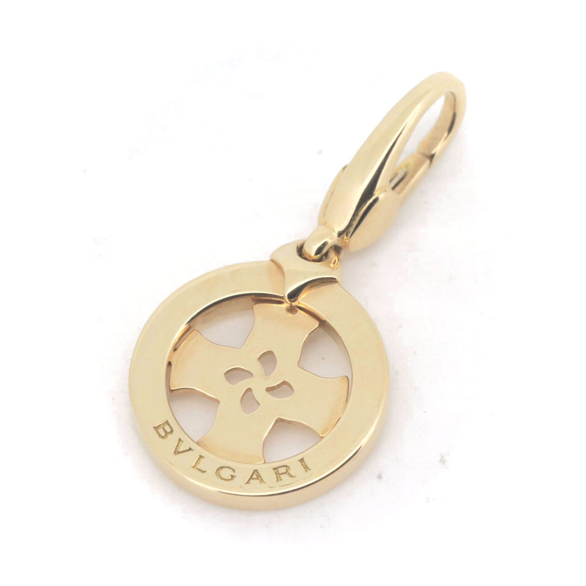 Bvlgari K18YG Yellow Gold Mini Tondo Cross Charm Pendant in Great Condition