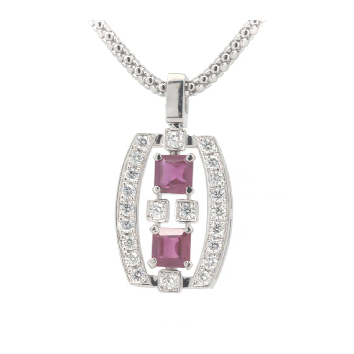 Concord Ruby Diamond Necklace K18WG 0.66ct R 0.28ct D in Great Condition