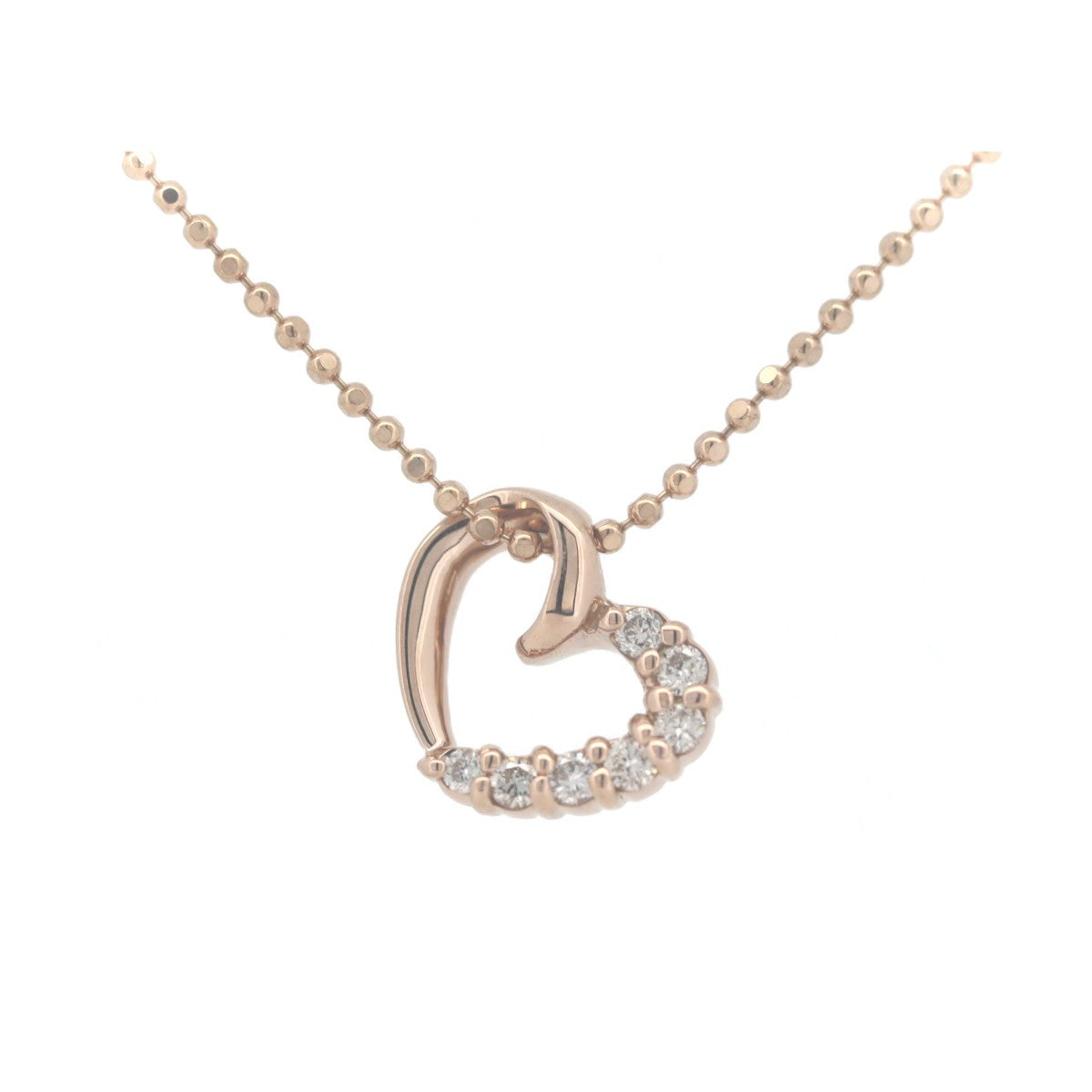 Pre-owned 18K Pink Gold Diamond Heart Necklace in Great Condition