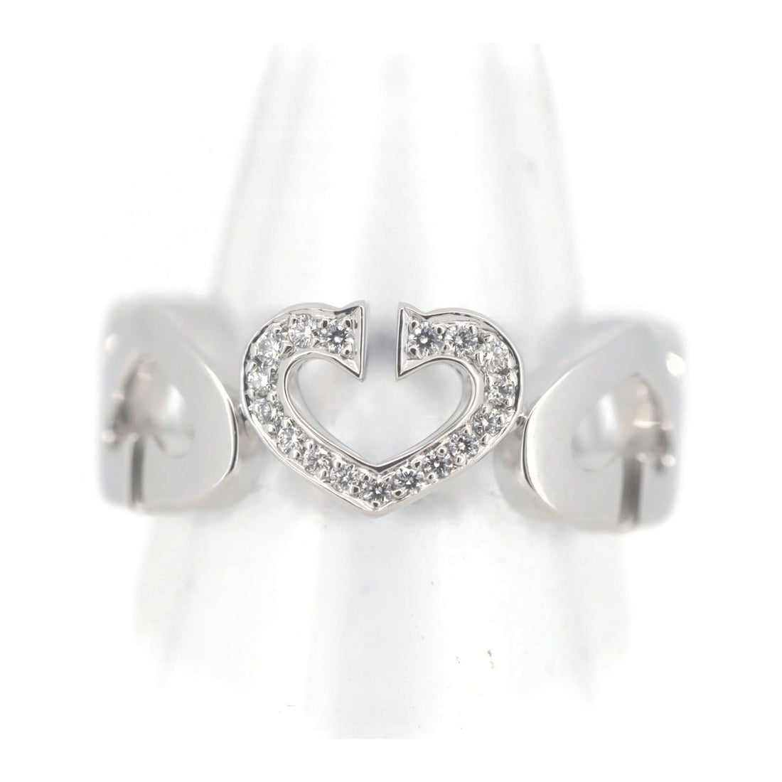 Cartier C Heart Diamond Ring 9 K18WG White Gold