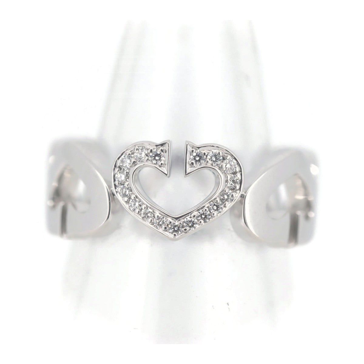 Cartier C Heart Diamond Ring 9 K18WG White Gold in Great Condition