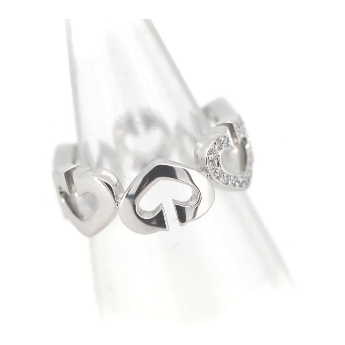 Cartier C Heart Diamond Ring 9 K18WG White Gold