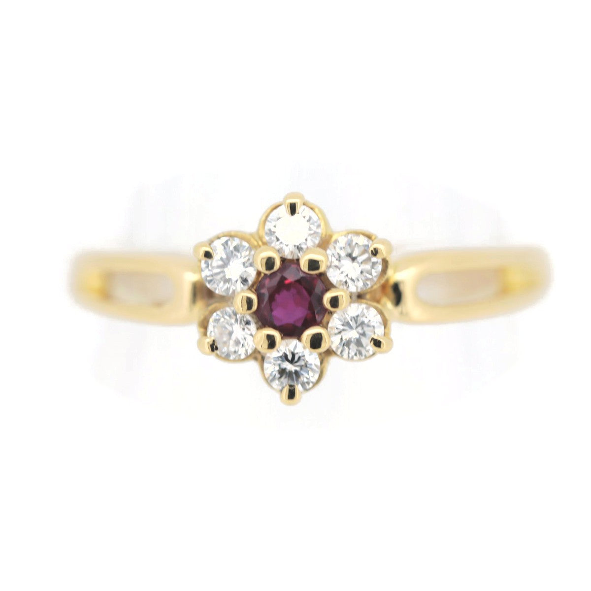 Mikimoto K18YG Yellow Gold Ruby Diamond Ring in Great Condition