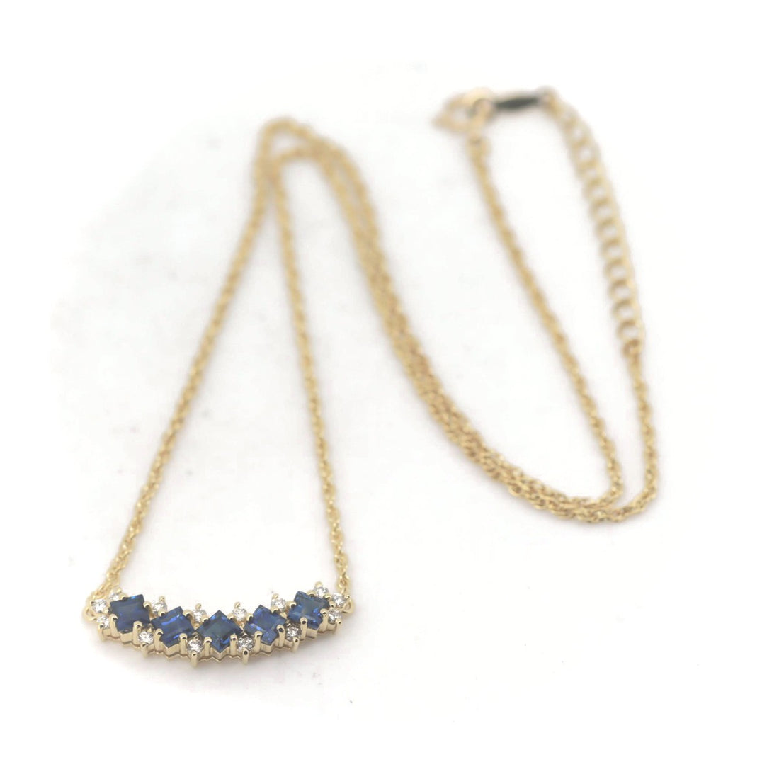 Mikimoto K18YG Sapphire Diamond Necklace in Great Condition