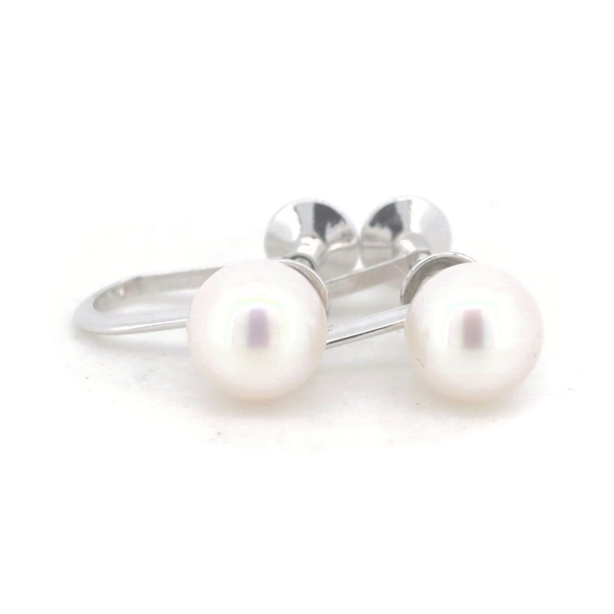 Mikimoto K14WG Pearl Earrings 7.0mm White Gold in Great Condition