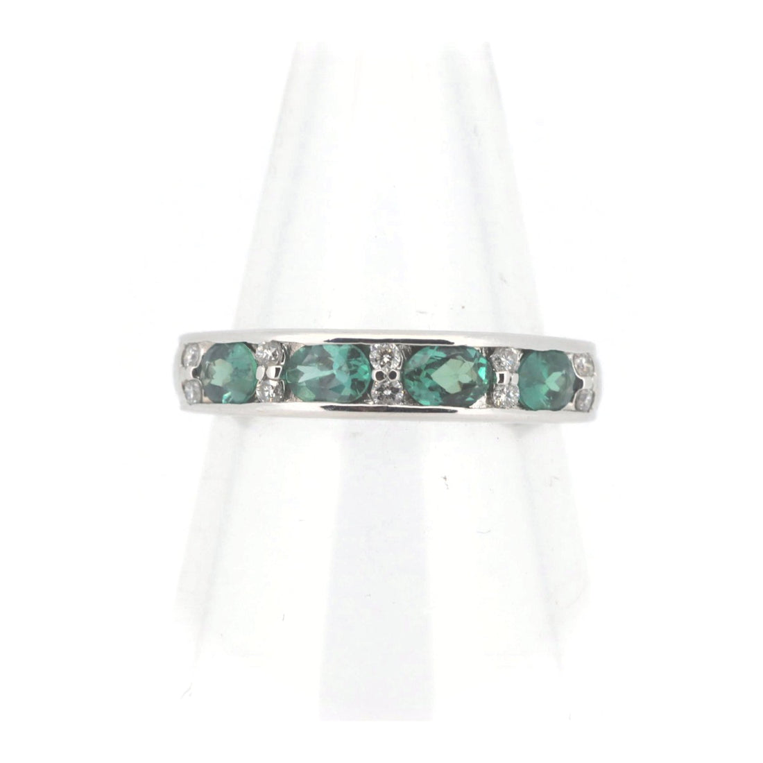 K18WG Alexandrite Diamond Ring 0.78CT 0.12CT 18K White Gold Size 11