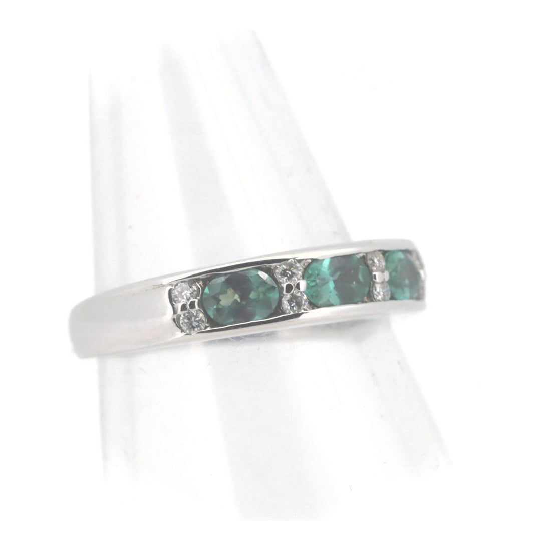 K18WG Alexandrite Diamond Ring 0.78CT 0.12CT 18K White Gold Size 11