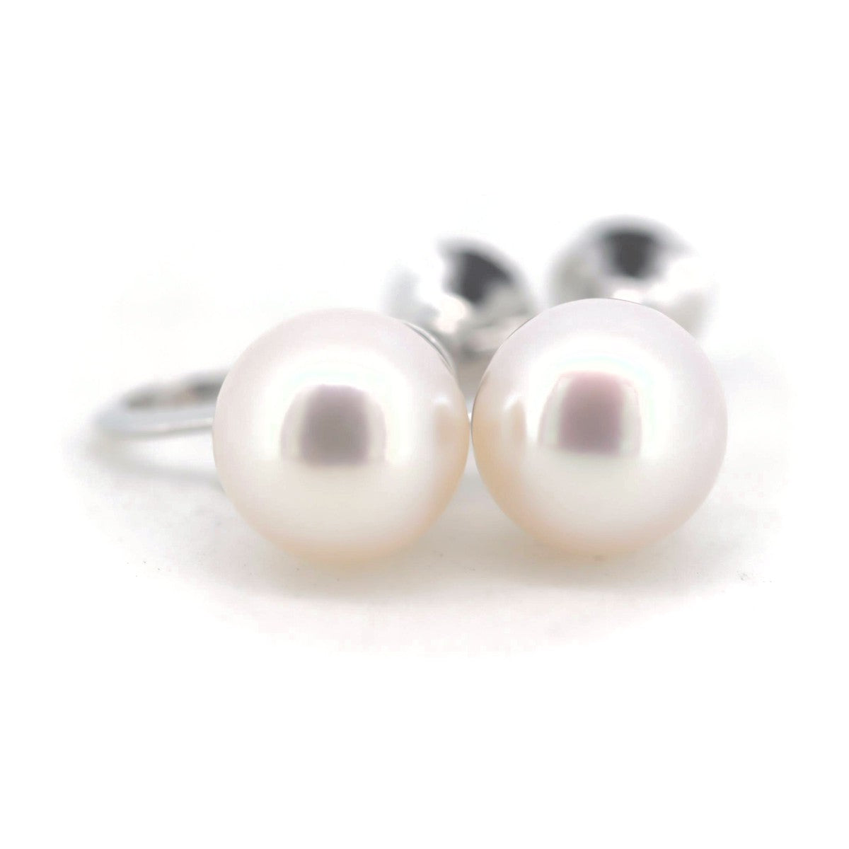 Tasaki K14WG Pearl Earrings 7.9mm White Gold in Great Condition