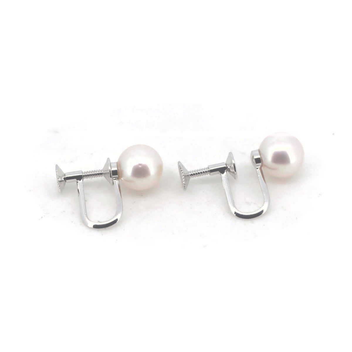 Tasaki K14WG Pearl Earrings 7.9mm White Gold in Great Condition