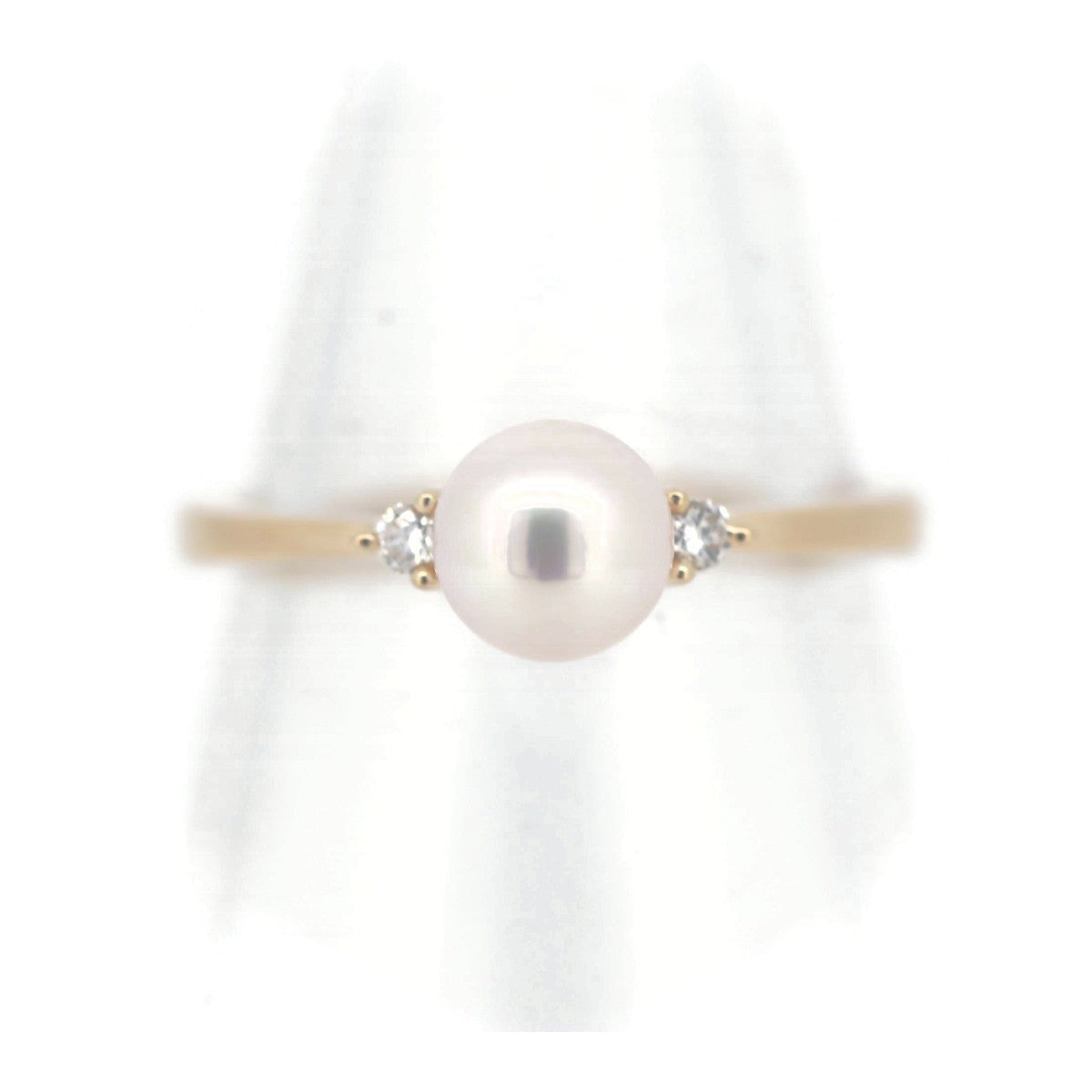 Tasaki K18YG Pearl Diamond Ring 13号 0.04ct