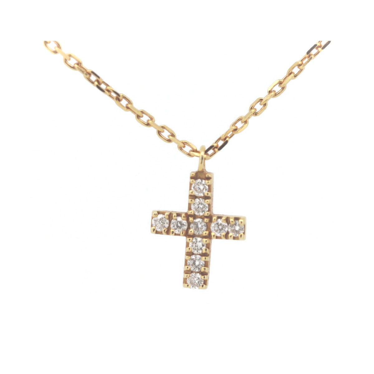 Bersiola Diamond Cross Necklace 0.07ct K18 Yellow Gold