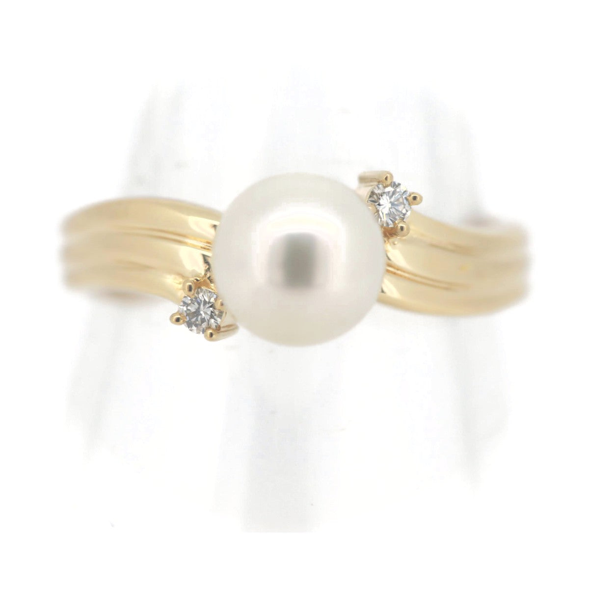 Tasaki K18YG Pearl Diamond Ring 15号 0.05ct