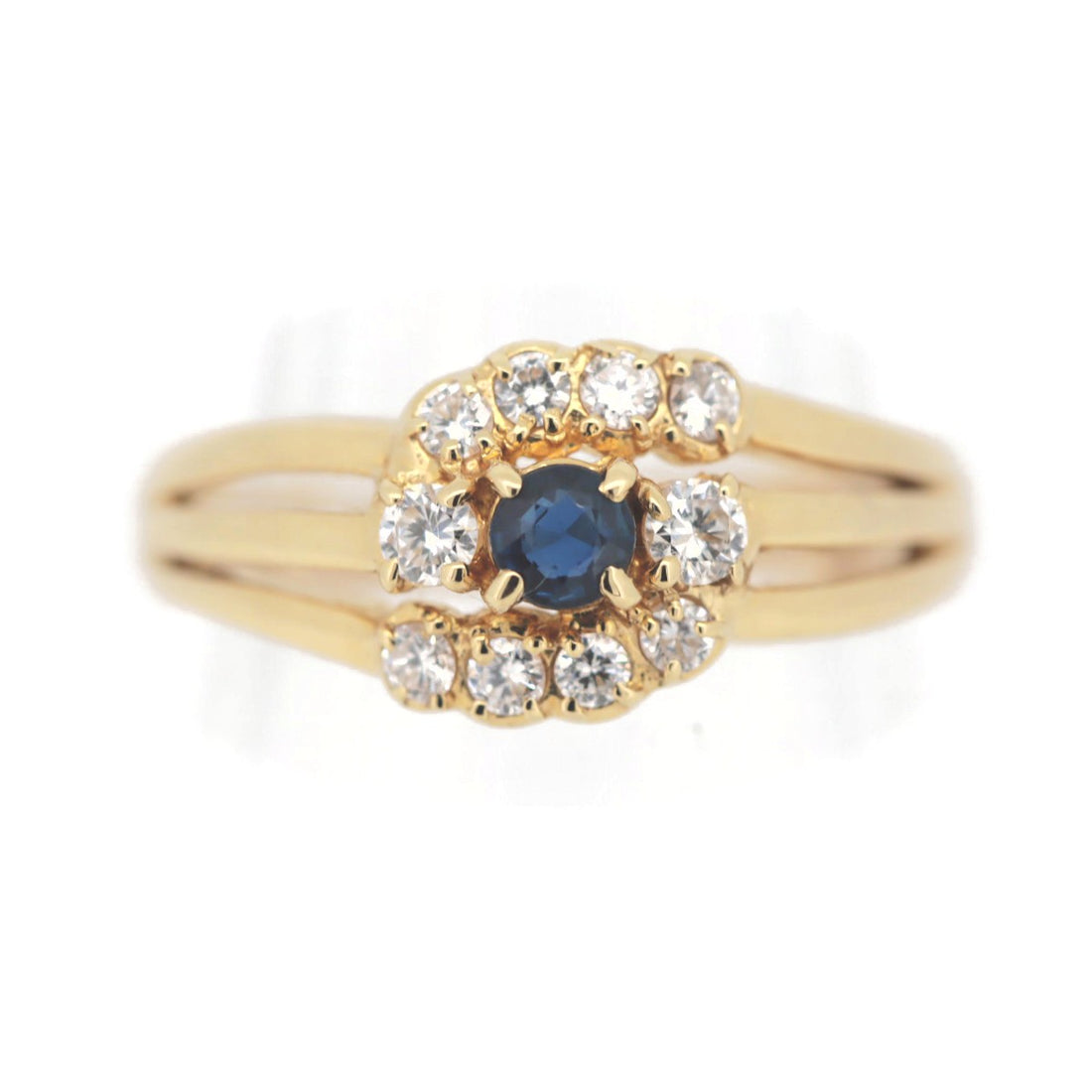 Sapphire Diamond Ring K18YG 13号 Yellow Gold in Great Condition