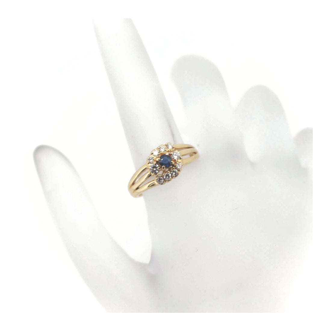 Sapphire Diamond Ring K18YG 13号 Yellow Gold in Great Condition