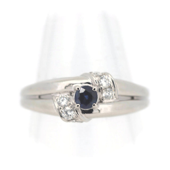 Sapphire Diamond Ring Pt900 Platinum 15 in Great Condition