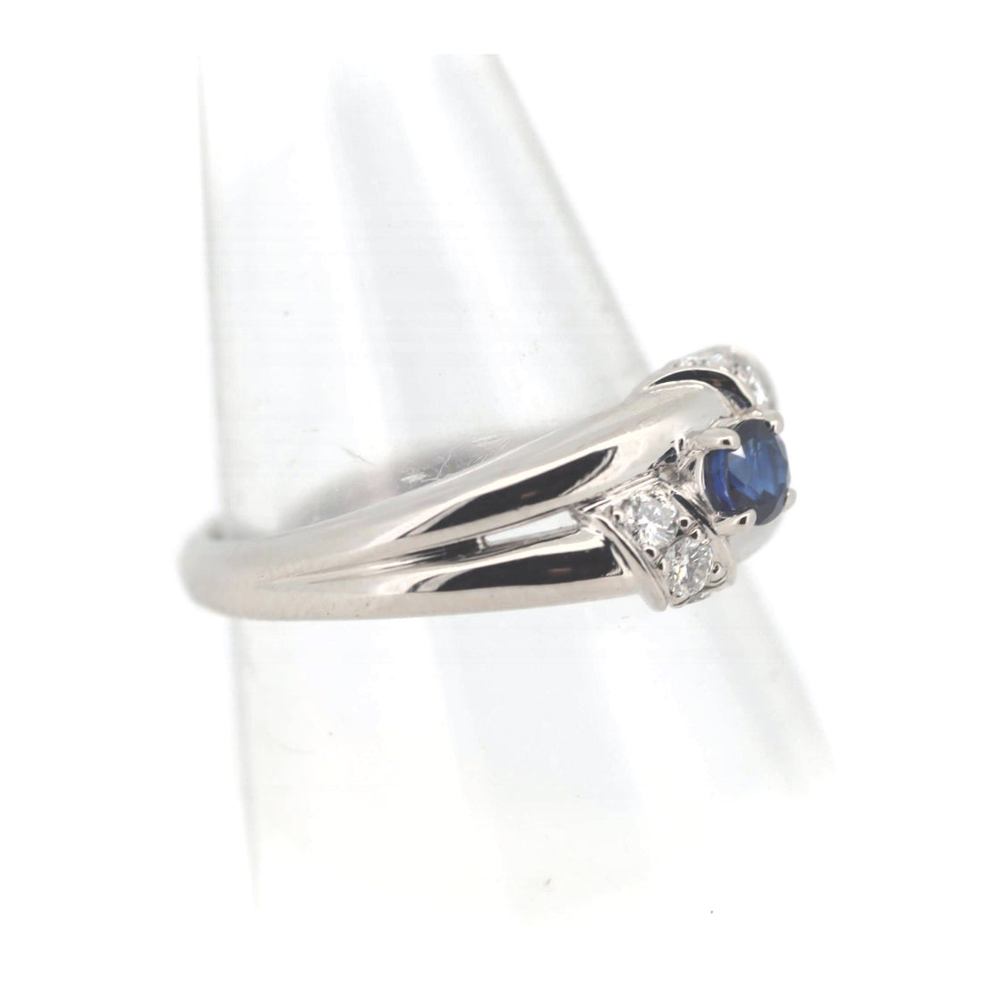 Sapphire Diamond Ring Pt900 Platinum 15 in Great Condition