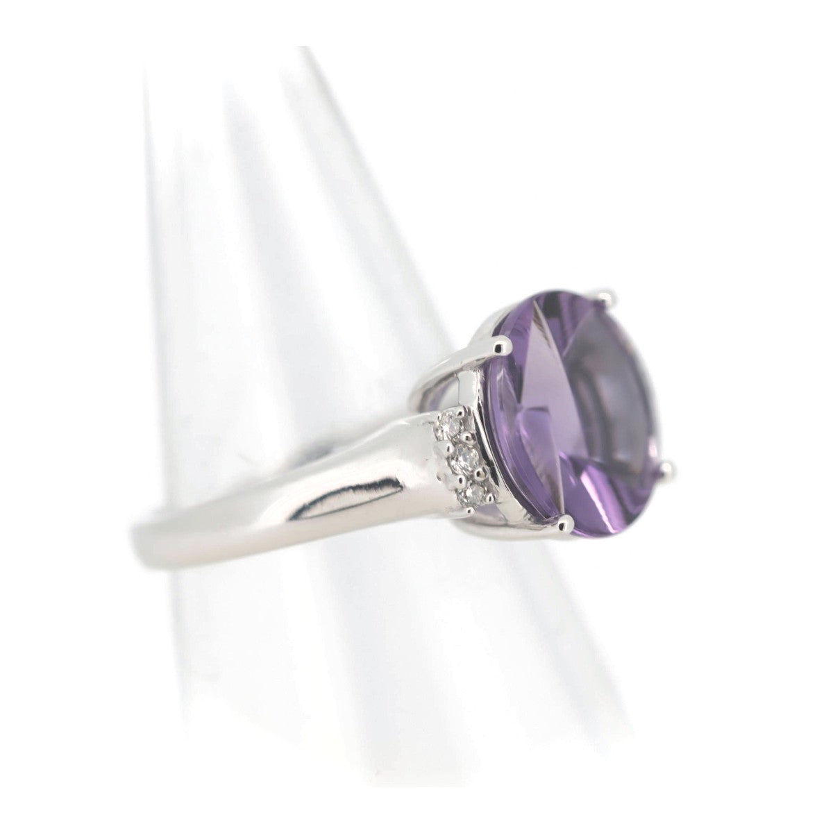 Amethyst Diamond Ring K18WG 13 in Great Condition