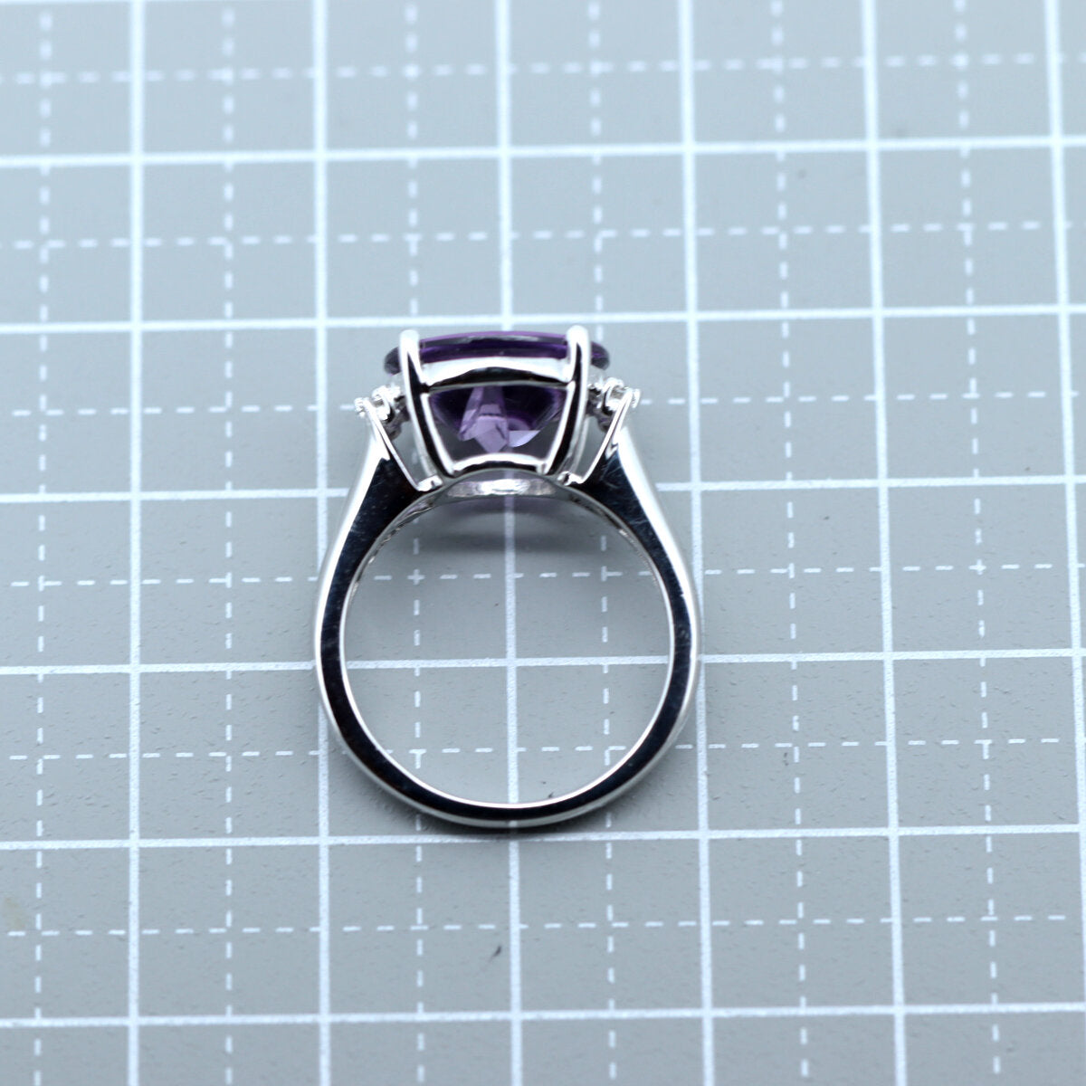 Amethyst Diamond Ring K18WG 13 in Great Condition