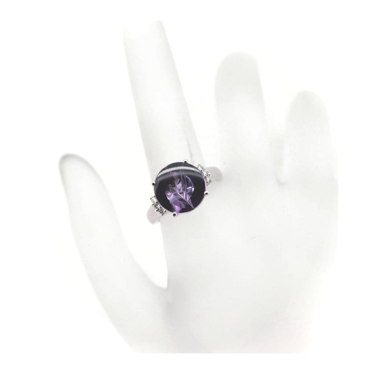 Amethyst Diamond Ring K18WG 13 in Great Condition