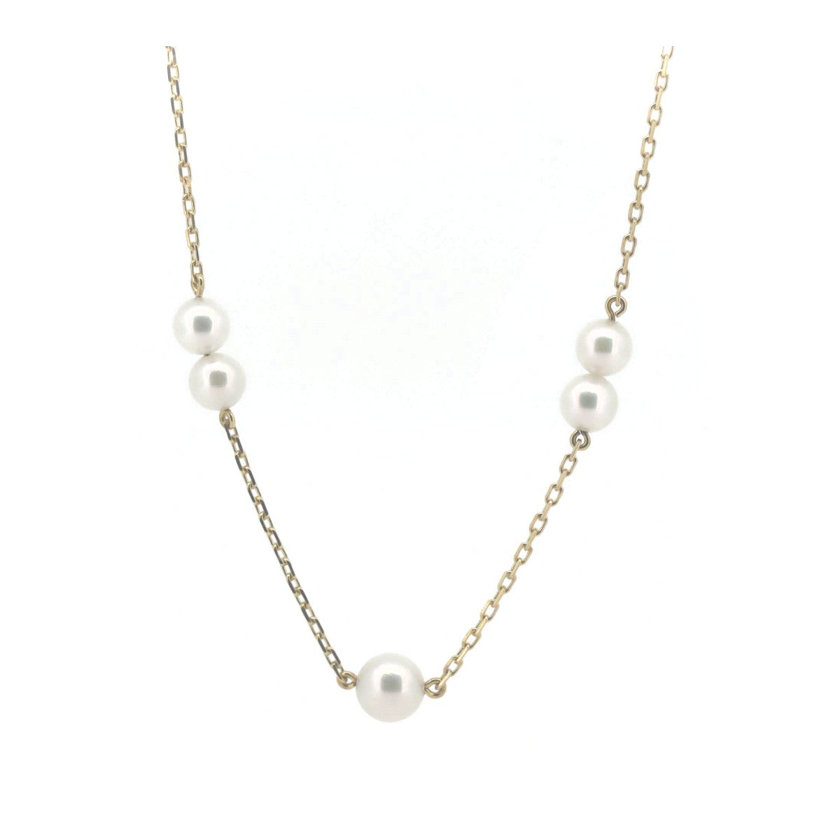 Mikimoto Pearl Necklace K18 Yellow Gold 3.0-5.4mm in Great Condition