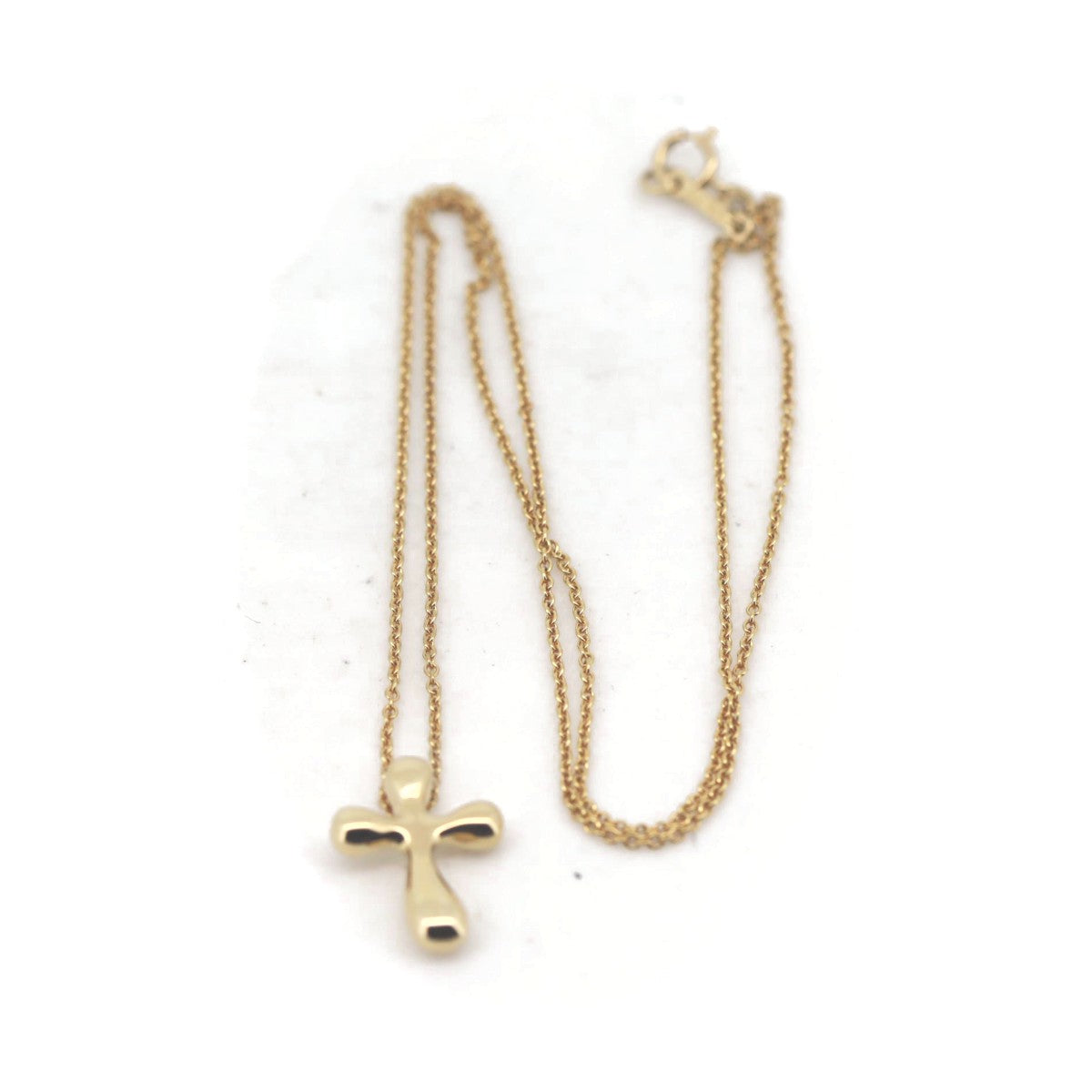 Tiffany & Co Elsa Peretti Small Cross Necklace K18 Yellow Gold in Great Condition