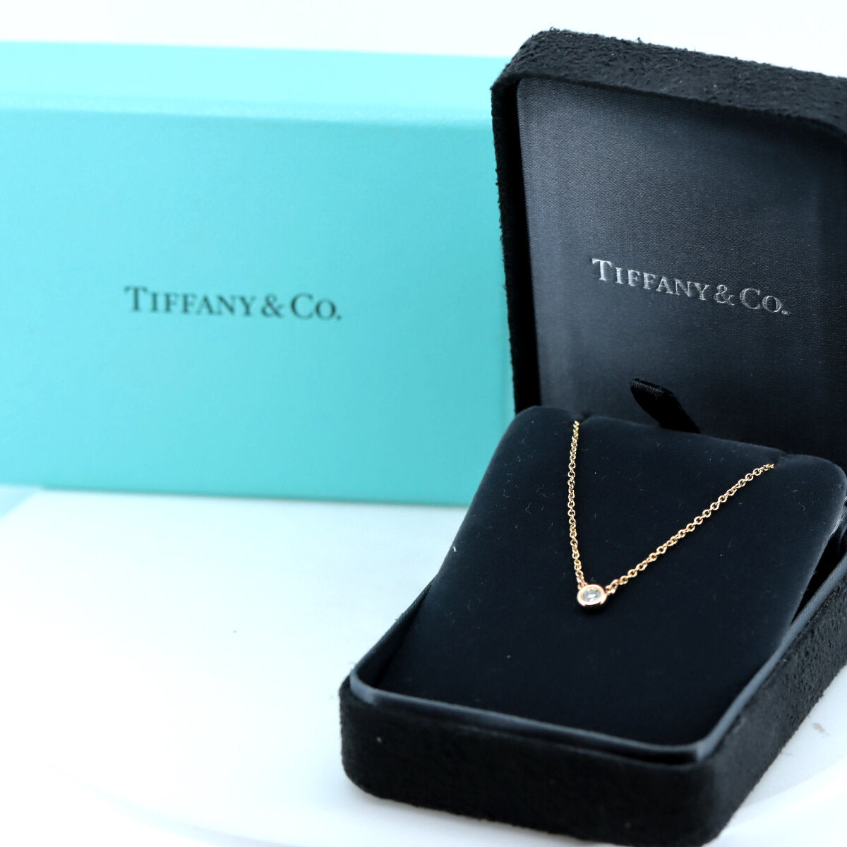 Tiffany & Co K18PG Pink Gold Diamond By the Yard Necklace