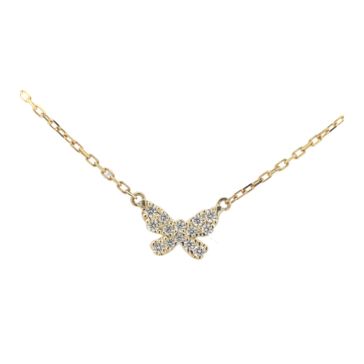 Pre-owned AHKAH Butterfly Pave Diamond Necklace 0.06ct K18YG Yellow Gold in Great Condition