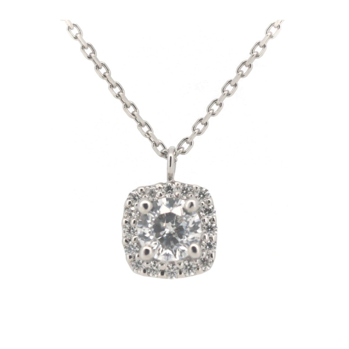 Platinum Diamond Necklace 0.229ct 0.06ct Multi-Faceted Cut