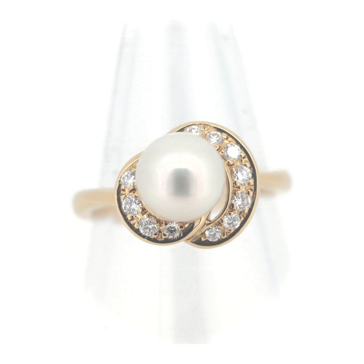 Polaris Pearl Diamond Ring 0.21ct K18YG 15号