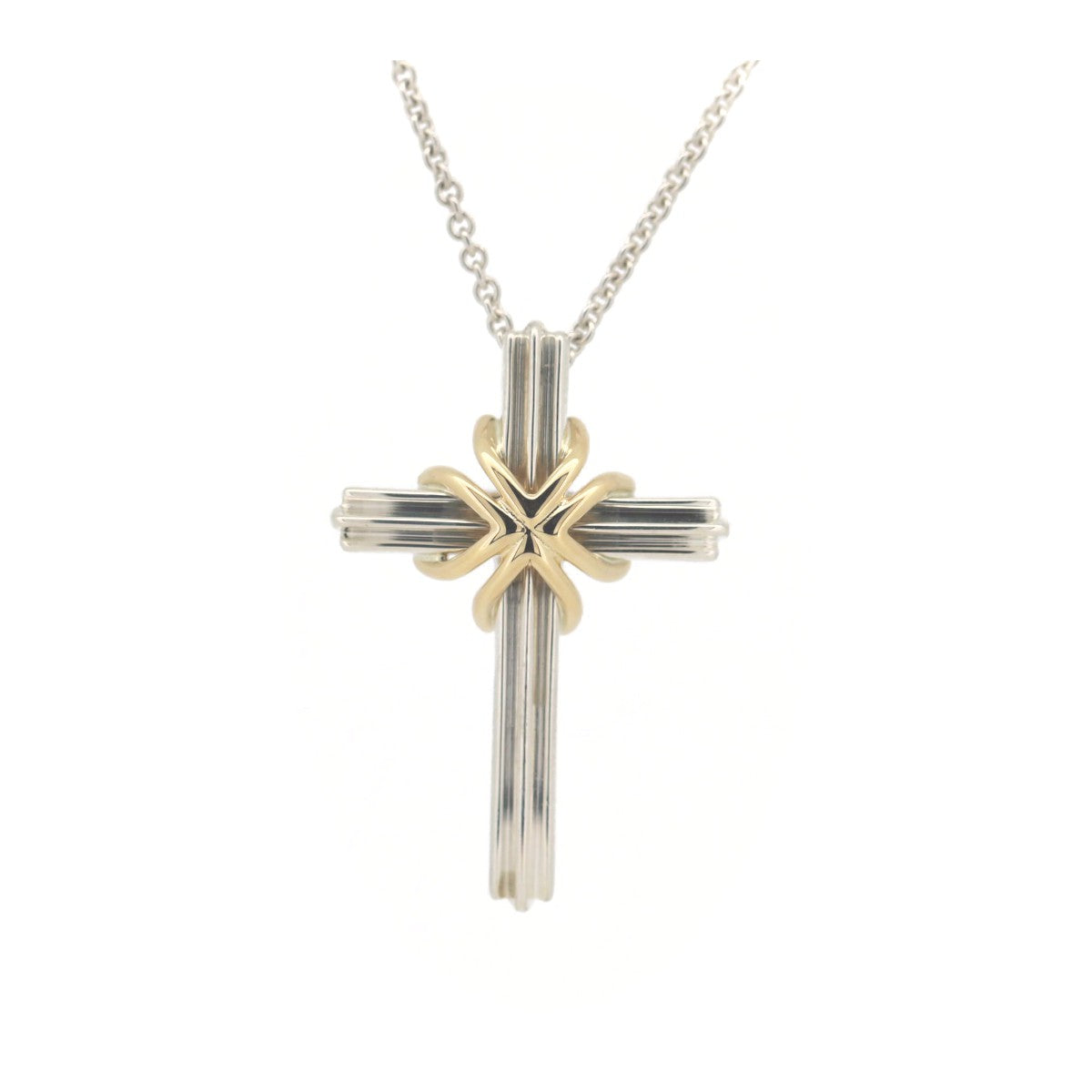 Tiffany & Co Signature Cross Necklace K18YG/SV925 in Very Good Condition