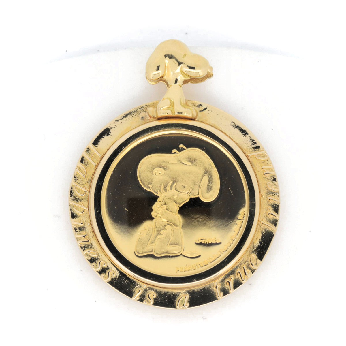 K18YG Yellow Gold Snoopy Coin Pendant in Great Condition