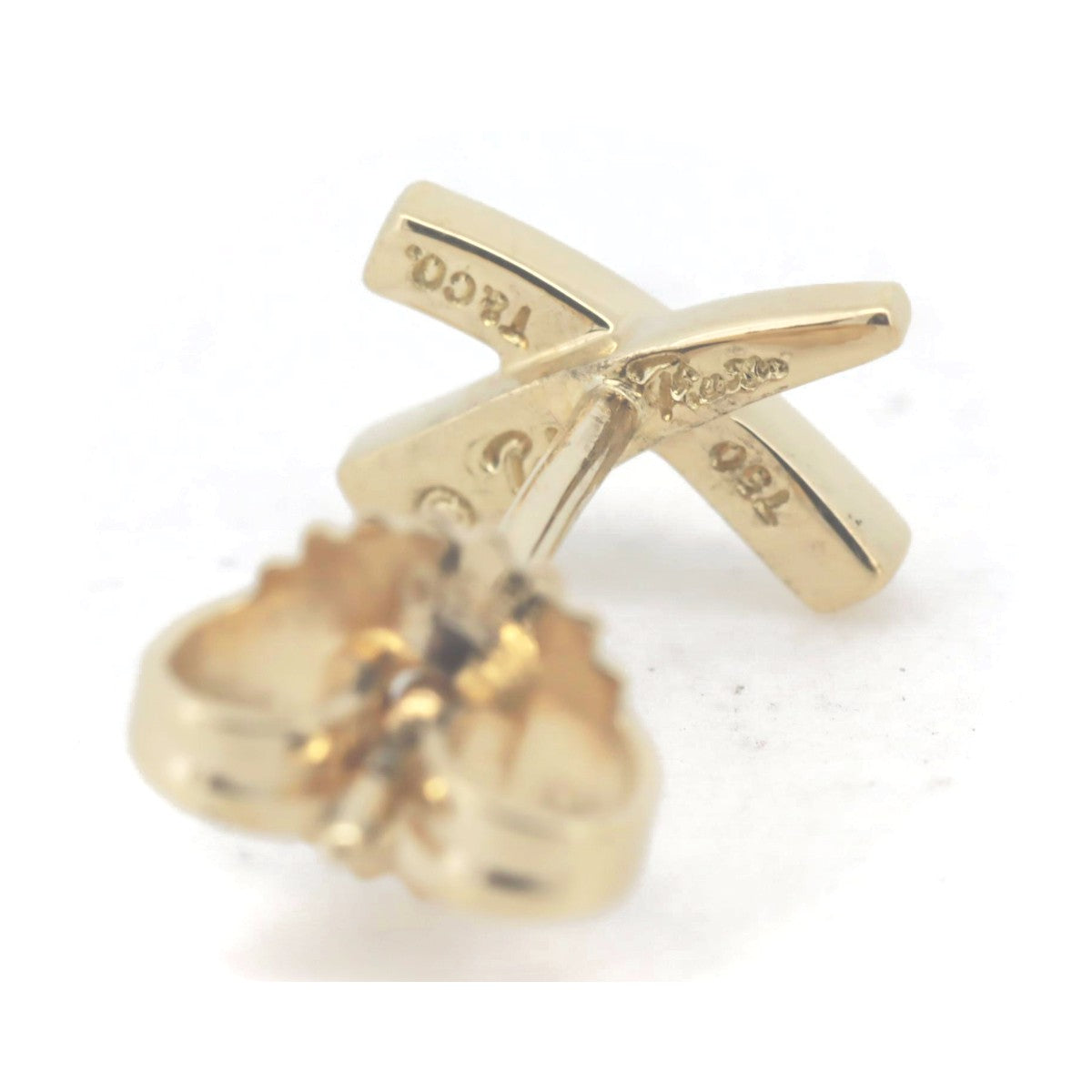 Tiffany & Co K18YG Yellow Gold Kiss Motif Earrings in Great Condition