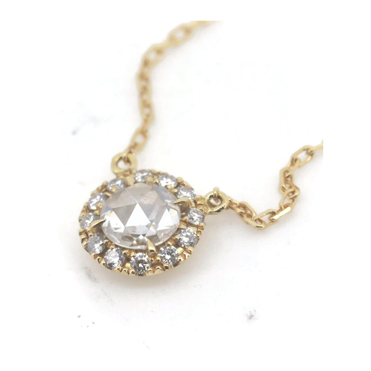 Aker Vivienne Rose Diamond Necklace 0.20ct K18YG Yellow Gold in Great Condition