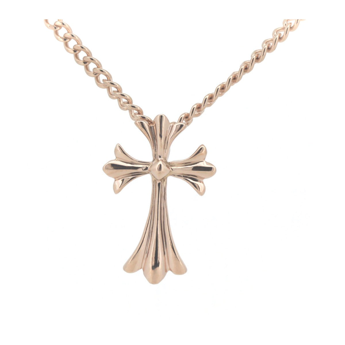 K18PG Pink Gold Cross Pendant Necklace in Great Condition