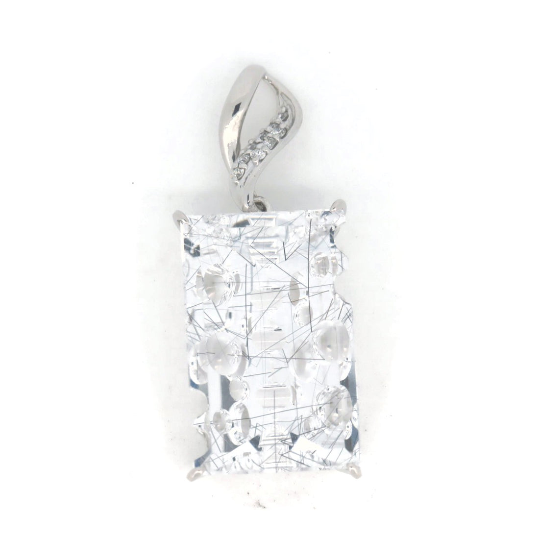 K18WG Quartz Diamond Pendant