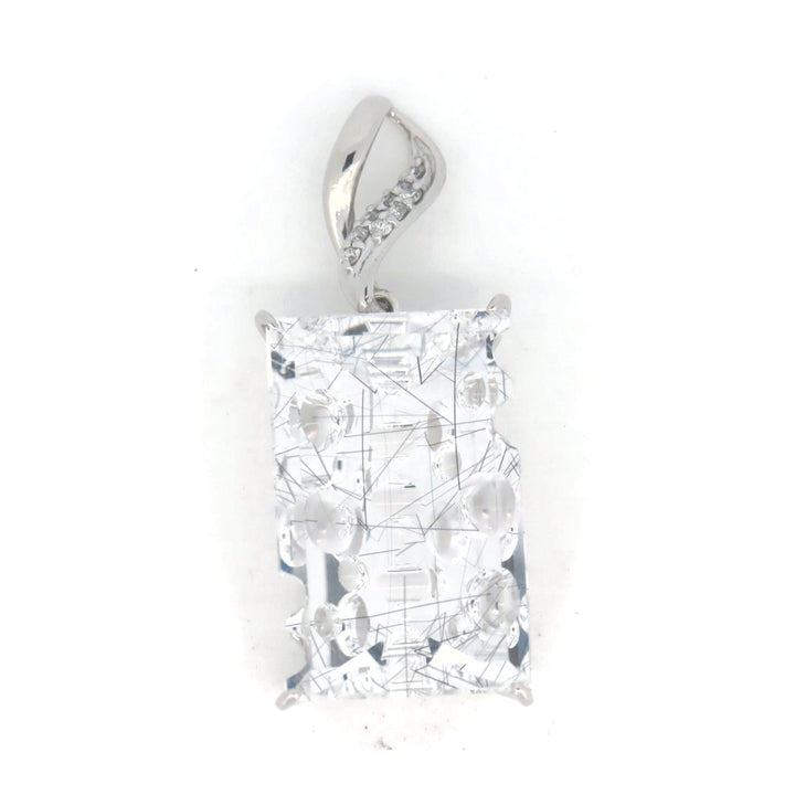 K18WG Quartz Diamond Pendant