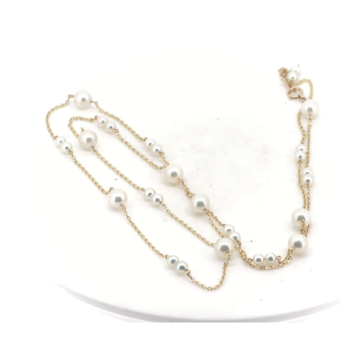 Mikimoto Pearl Station Necklace K18YG Gold