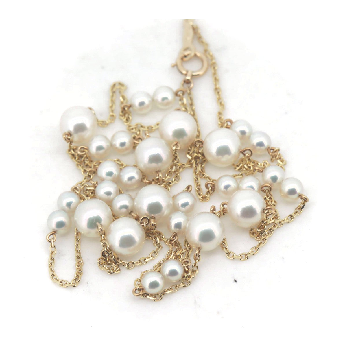 Mikimoto Pearl Station Necklace K18YG Gold