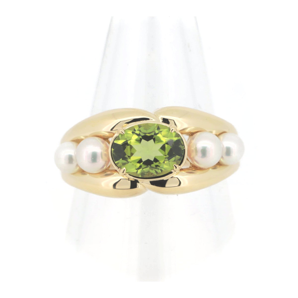 Mikimoto Peridot Pearl Ring K18YG 13