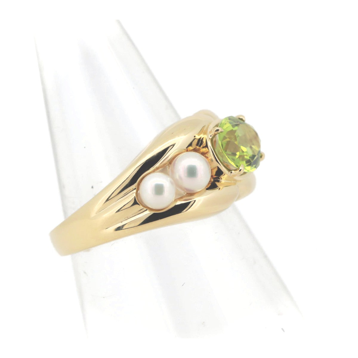 Mikimoto Peridot Pearl Ring K18YG 13