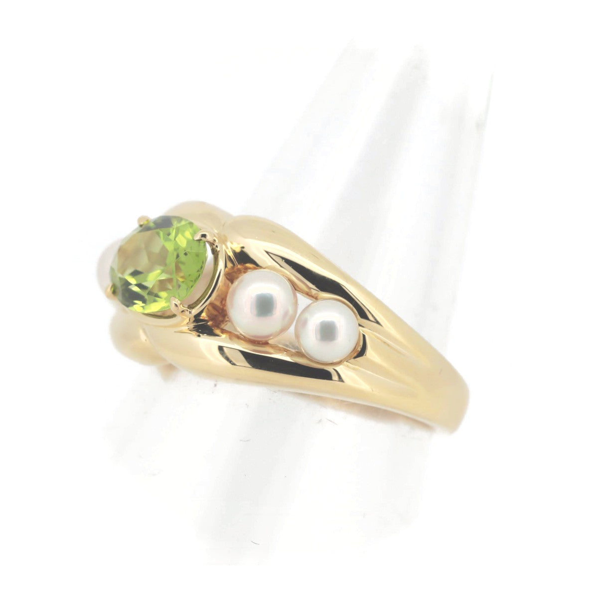 Mikimoto Peridot Pearl Ring K18YG 13