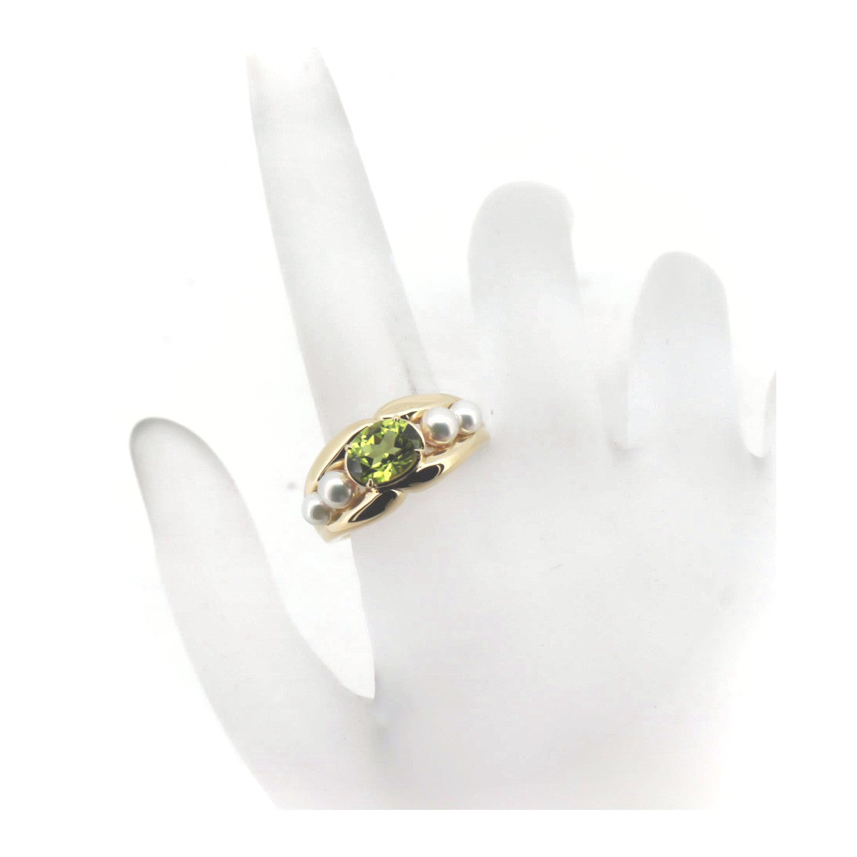 Mikimoto Peridot Pearl Ring K18YG 13