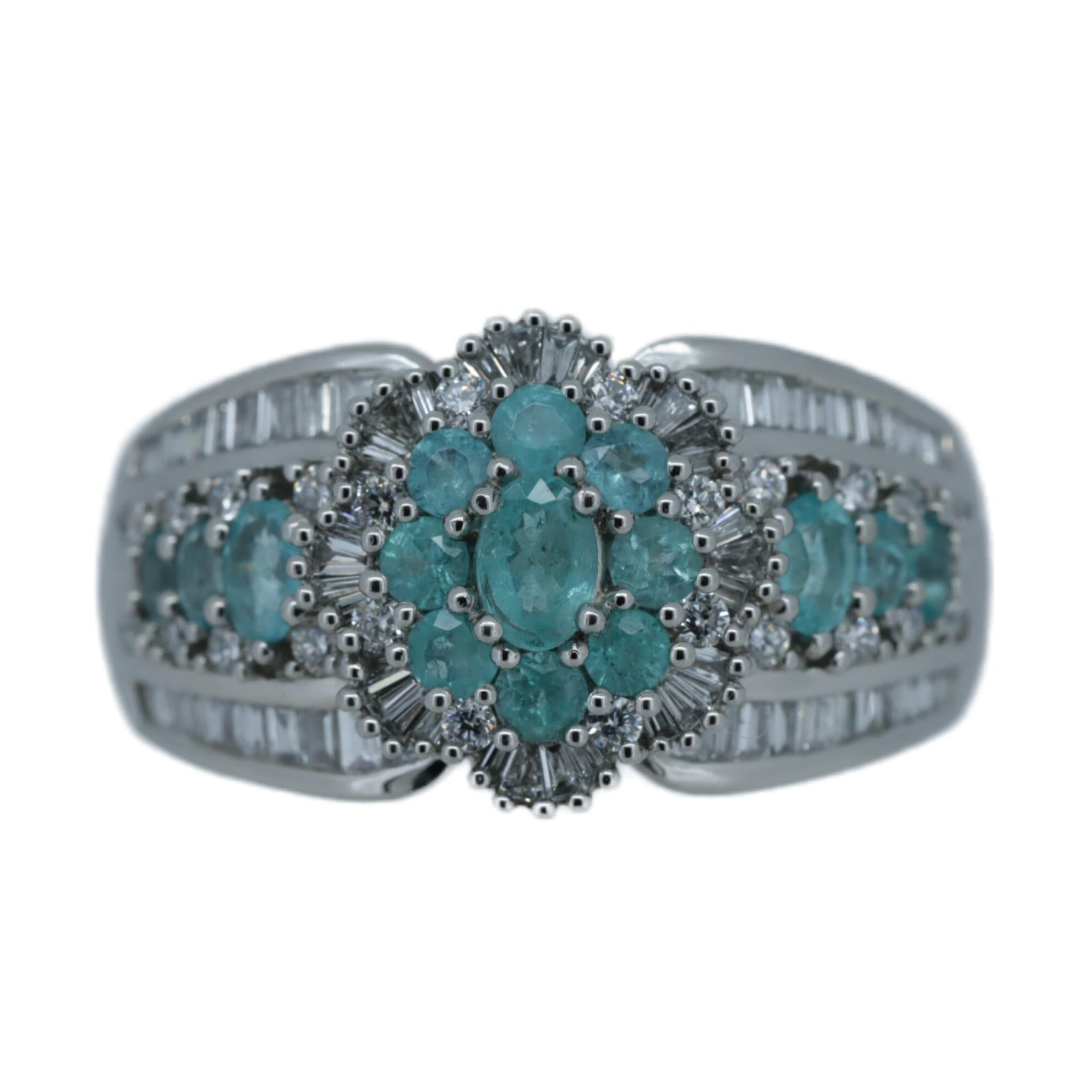 Paraiba Tourmaline Diamond Ring Pt950 Platinum